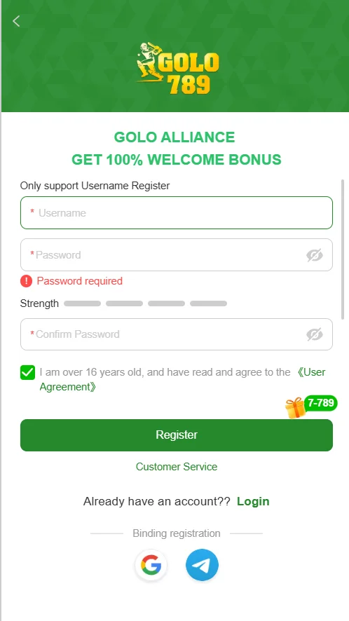 Golo789 Game Register